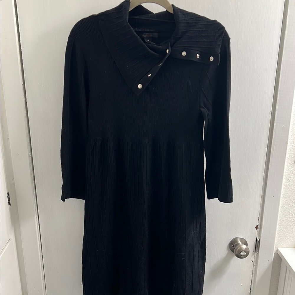 Style & Co Elegant Black Ribbed Dress size medium, new
